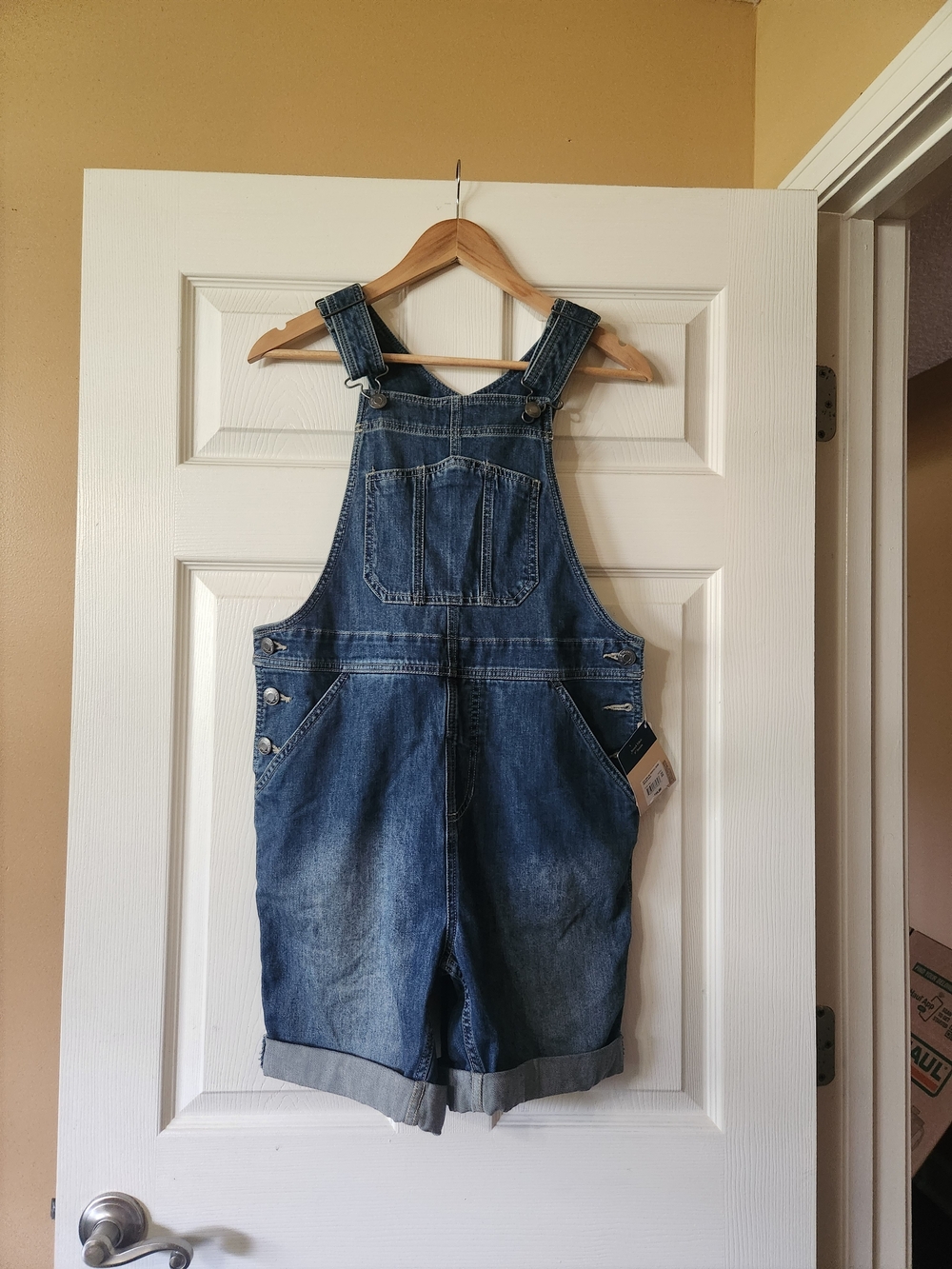 Denim Short Overalls Jumpsuit - Blue
